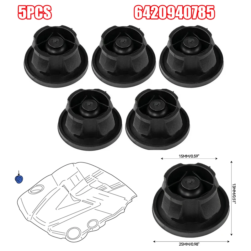 5x Car Engine Covers Rubber Mat Engine Cover Trim Rubber Mounting Grommet Bung Absorber Accessories 6420940785 For Mercedes Benz