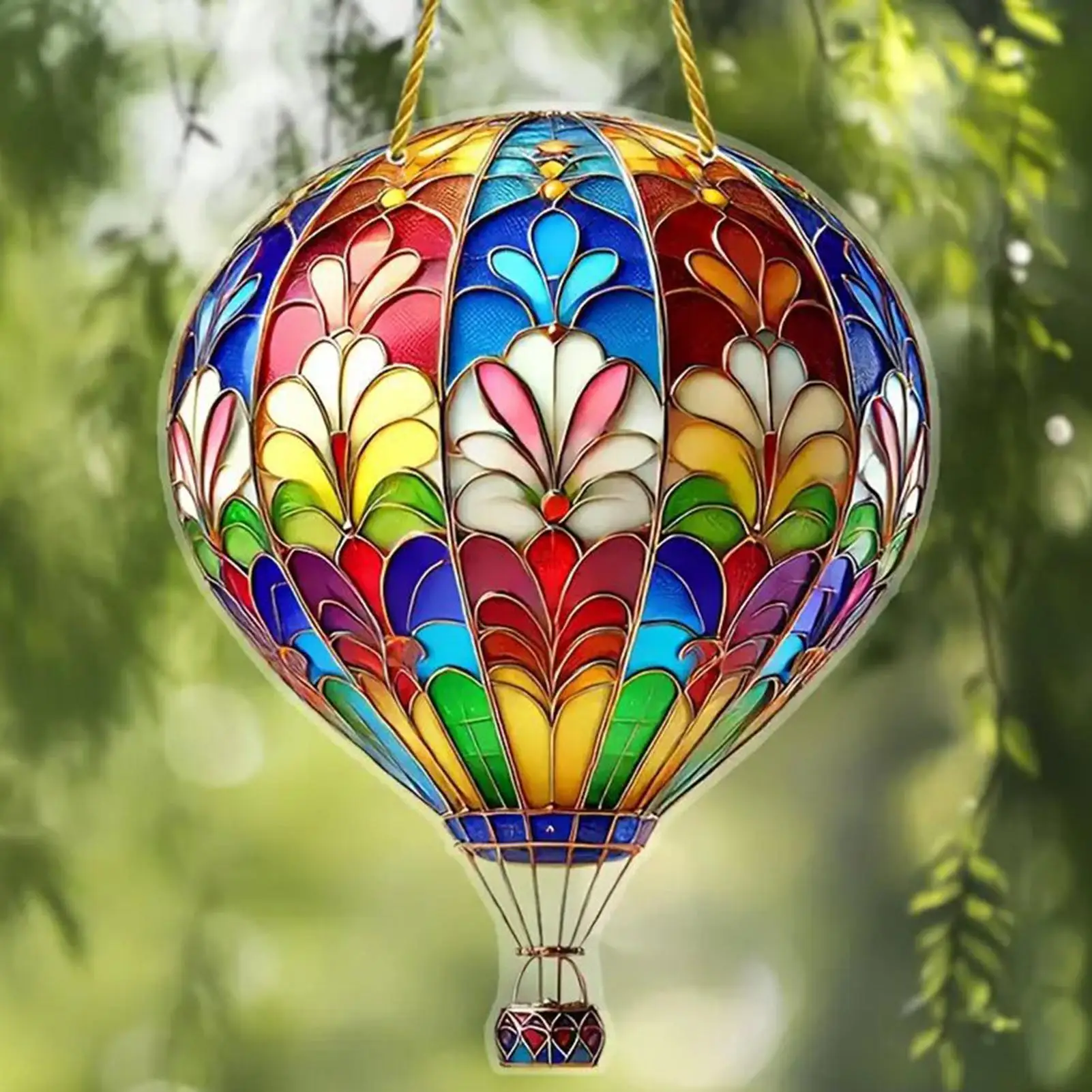 Hot Air Balloon Lantern Pendant Hot Air Balloon Sun Catcher Acrylic 2D Decorative Colorful Lawn Ornaments Charming Home Decor