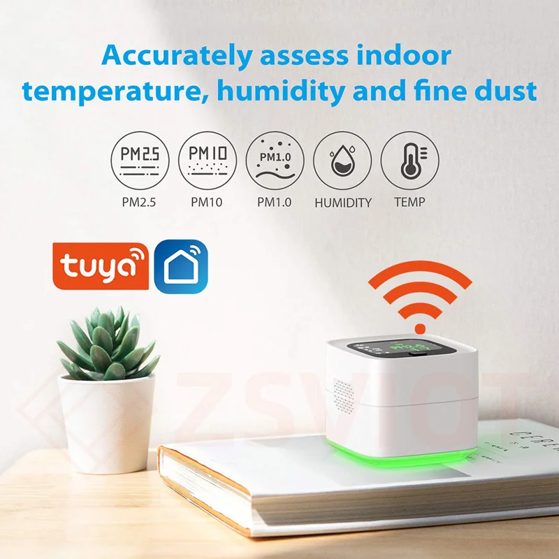 Tuya Intelligent WiFi PM2.5 Air Detector Indoor Air Quality Monitor Siren with Temperature and Humidity Sensor Smart Life App