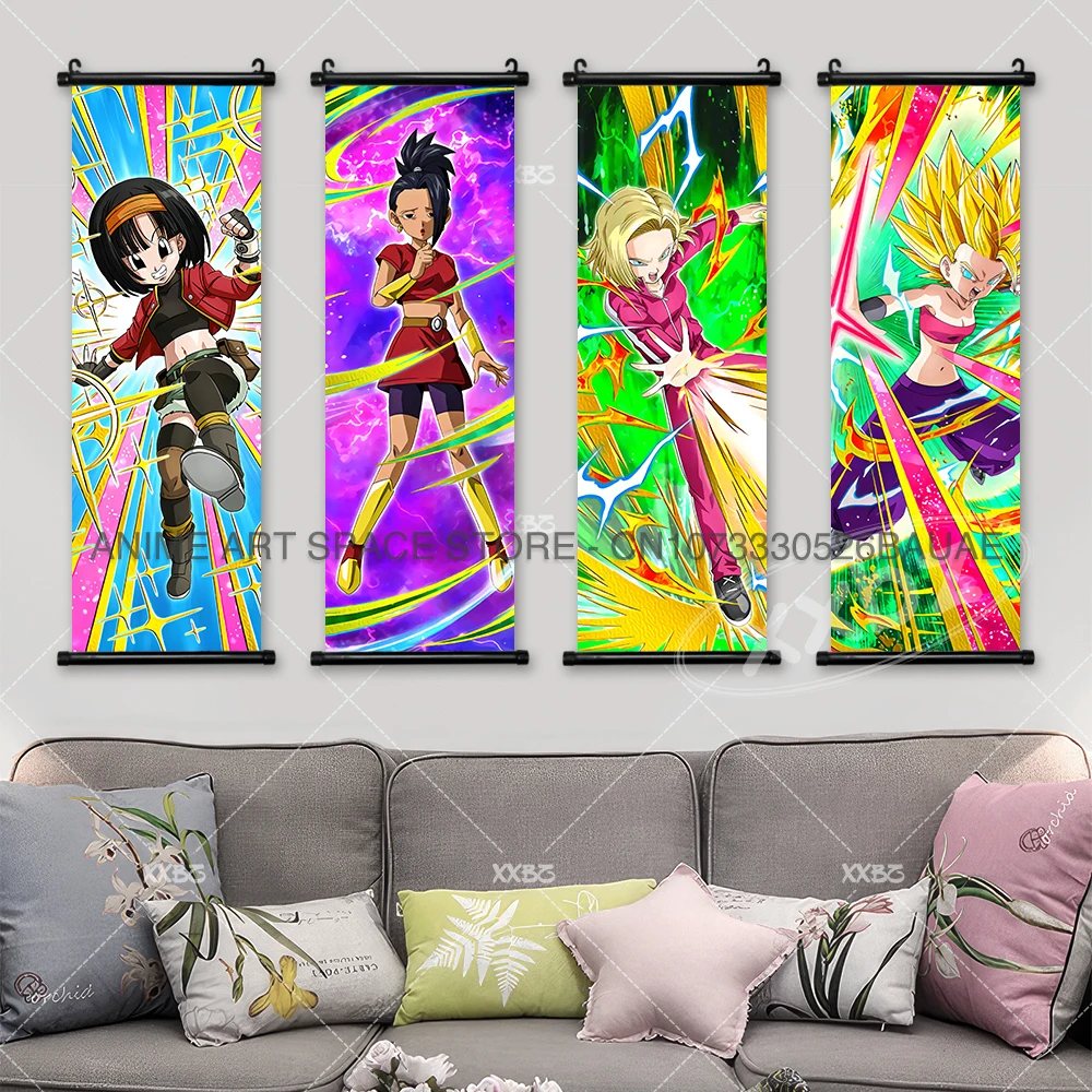 Dragon Ball Super Hanging Painting Anime Decorative Poster Bardock Kakarot Room Decor Cell Scrolls Picture Goha Goten Wall Art