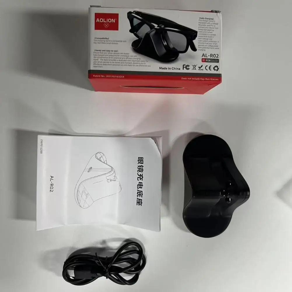2025 1Set لـ META Ray-ban AI قاعدة شحن النظارات الذكية المحمولة لقاعدة شحن نظارات Ray B II AI