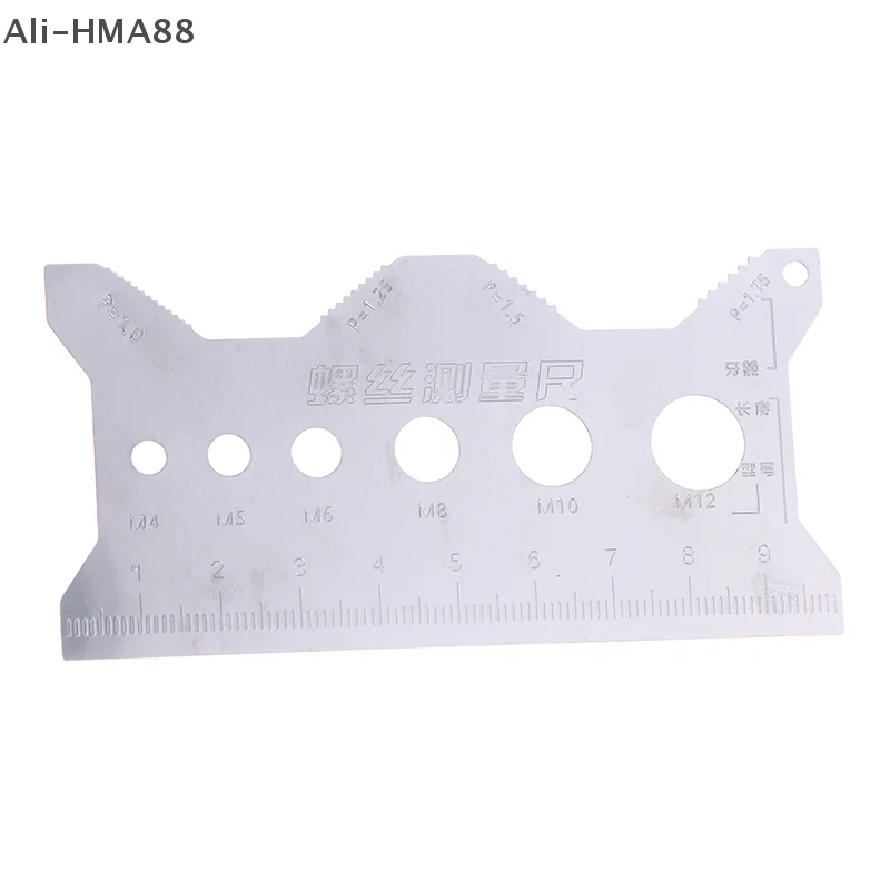 

(YY)1Pc Bolt Measuring Tool Bolt Thread Stainless Steel Sizer Flat Double-Sided Screw Measuring Device for Pattern Jewelry Watch