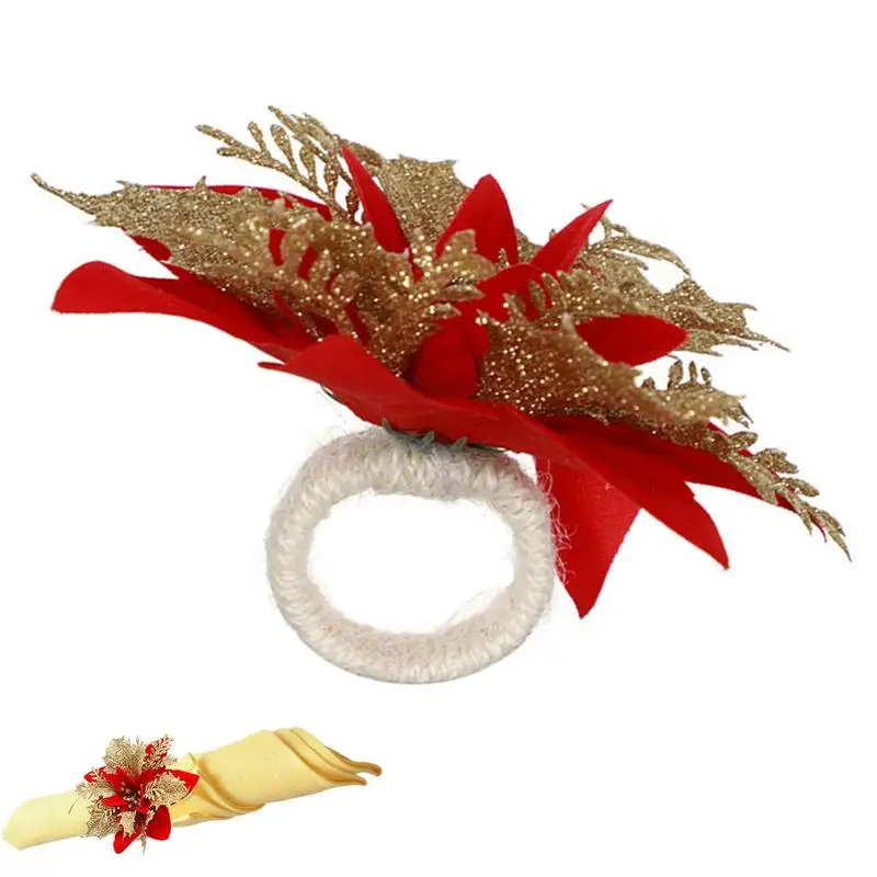 Christmas Napkin Rings Elegant Floral Napkin Buckles For Table Decor Portable Napkin Holder Festive Table Decorations Floral