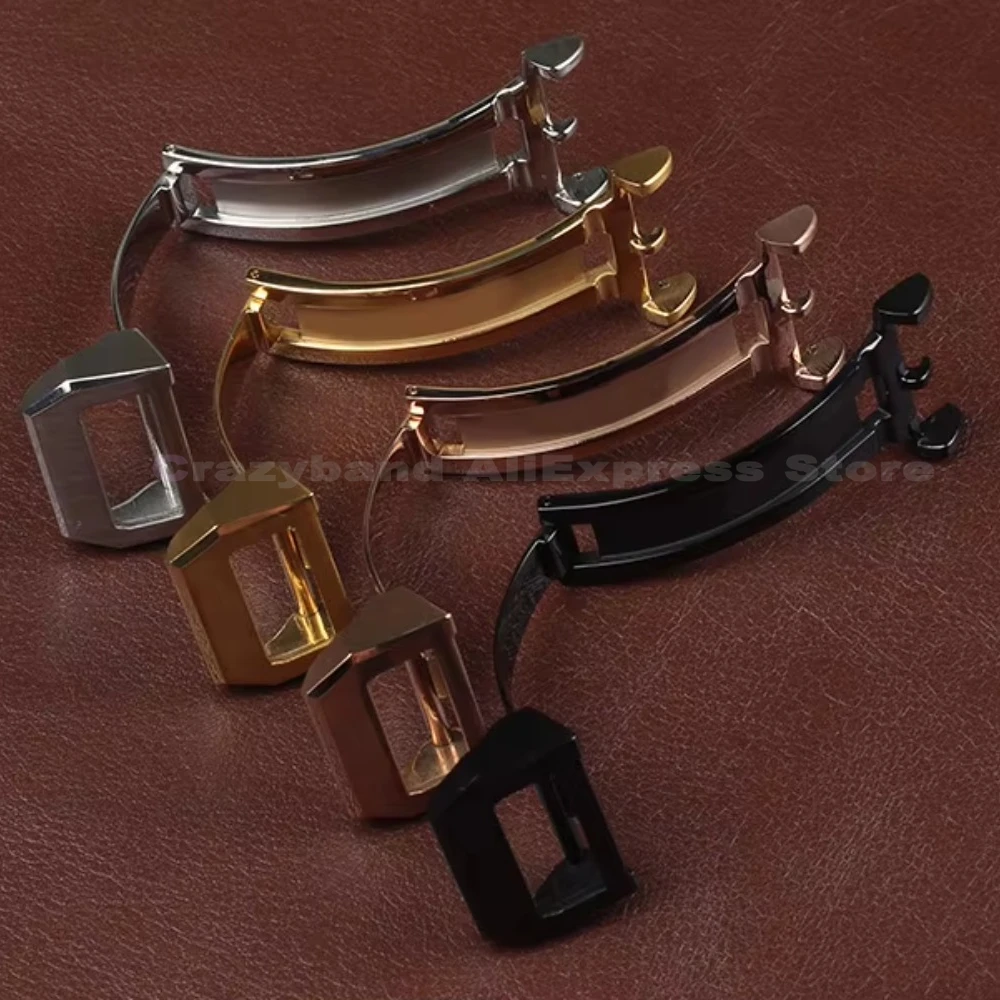 316L Stainless Steel Deployment Buckle for IWC Pilot Mark Portugieser Rose Gold Rubber Leather Watchband Folding Clasp 18mm image 6