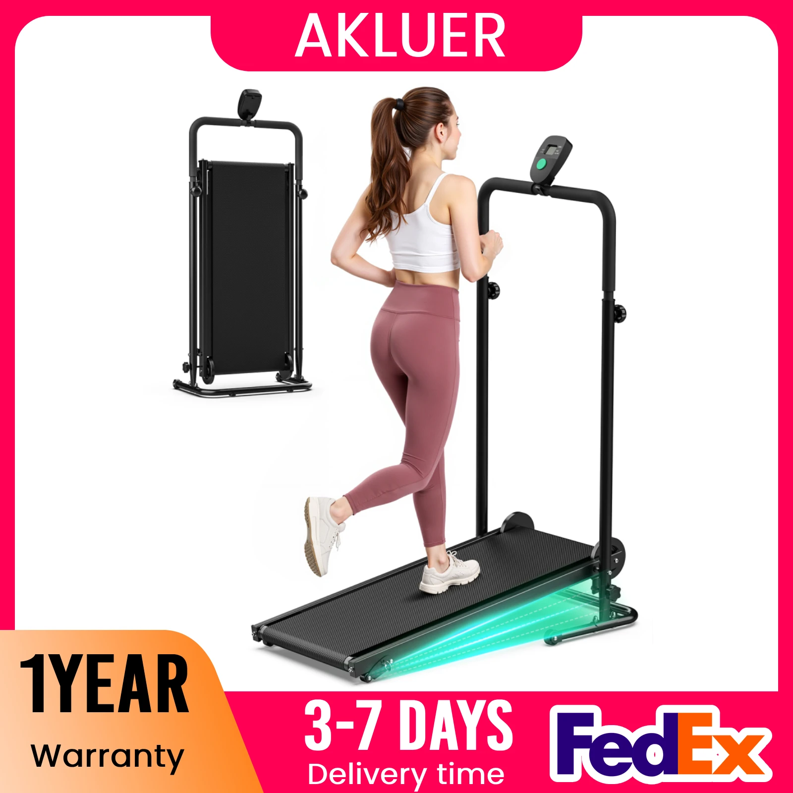 

Non-Electric Treadmill with Dual Flywheel & Fixed Incline - Motorless Treadmill with LCD Monitor,Non-Slip Belt,for Home/Gym Use