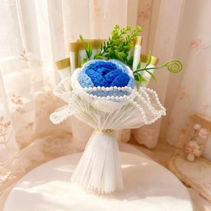 15cm Mini Handgemachter Häkelblumenstrauß Künstliche Blumen Valentinstag Muttertag Romantisches Geschenk Tischdekoration – Detail 7