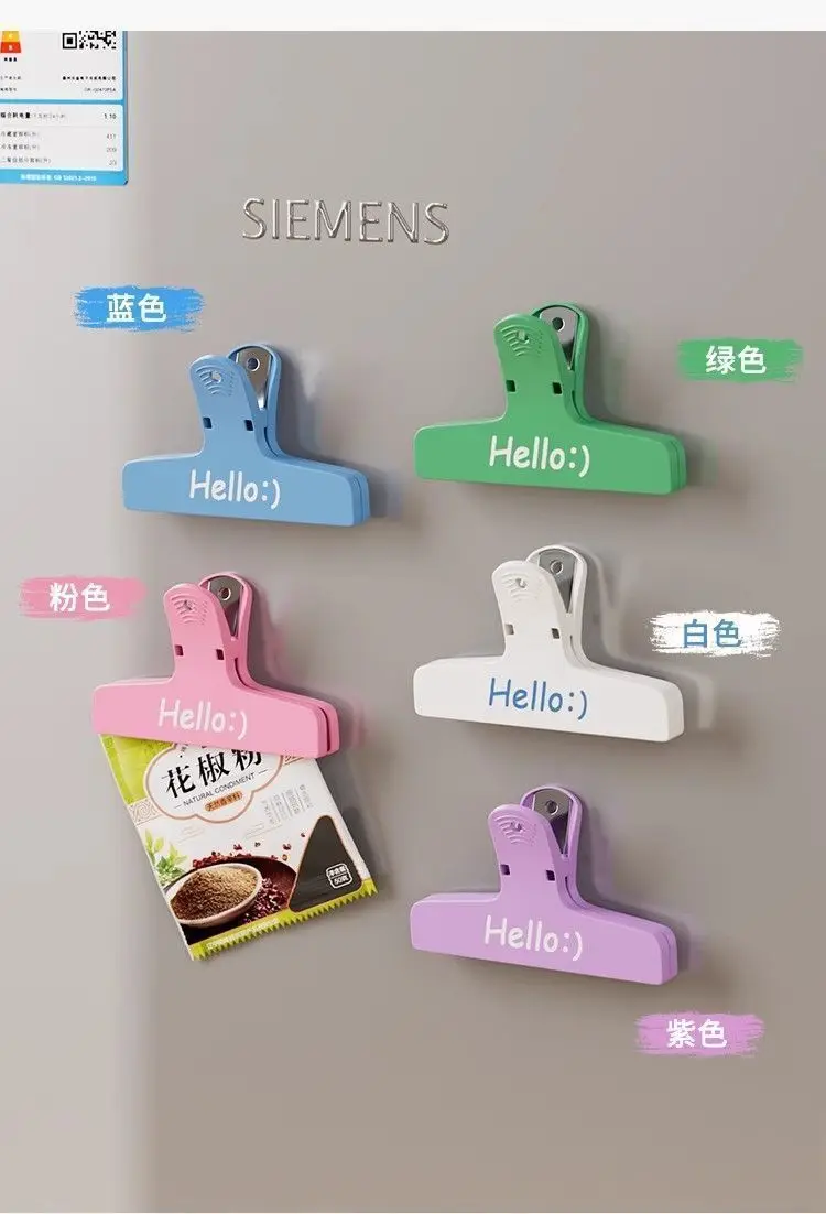 [Zufällige Farbe] 3 Stück Magnetische Clips für Küche, Lebensmittel, Snacks, Gewürze, Bürobedarf für Dokumente, Rechnungen, Schreibwaren – Detail 2