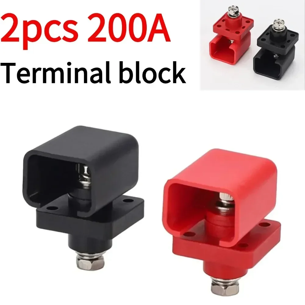 

2Pcs 200A Black/red Wall-mounted Copper Lithium Battery Terminal Connector Energy Storage Terminal Battery Connector Adapter