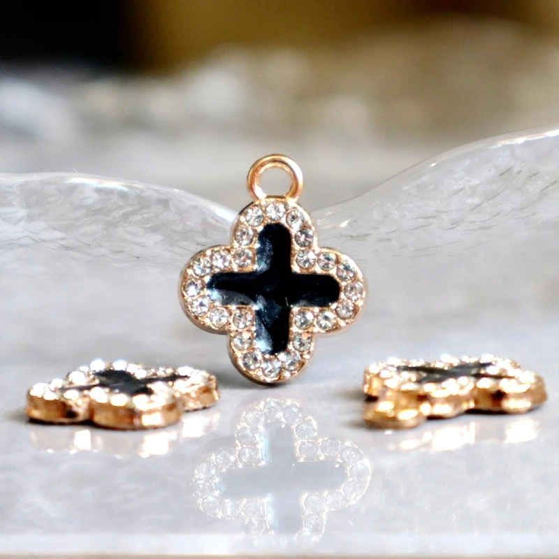 10PCS Fashionable Shiny Cross Zircon Alloy Enamel Pendant Charms Dangle DIY Necklace Bracelet Keychain Earrings Accessories - Image 5