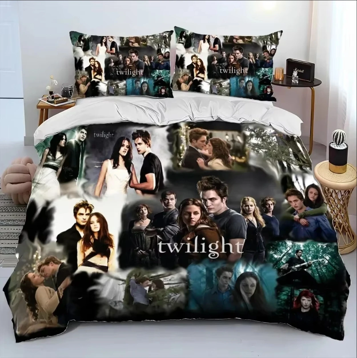 

3D The Twilight Saga HD Printed Comforter Bedding Set,Duvet Cover Bed Set Quilt Cover Pillowcase,king Queen Size Bedding Set Kid