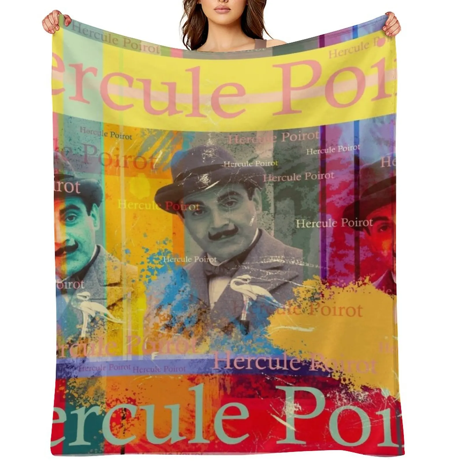 صورة Hercule Poirot، ملحق جمالي مع المباحث البلجيكي المعروف لمحبي السلسلة بطانية رمي #1