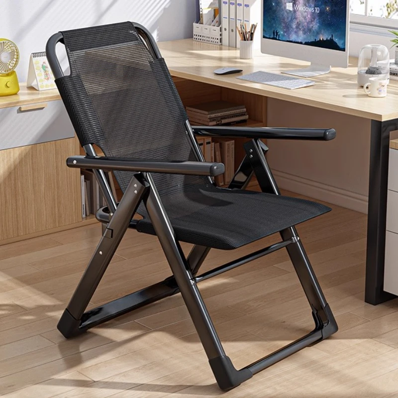 ‌Foldable Recliner Chair, Adjustable Backrest for Balcony/Garden, Breathable & Sturdy Office Napping Seat with Portable Design