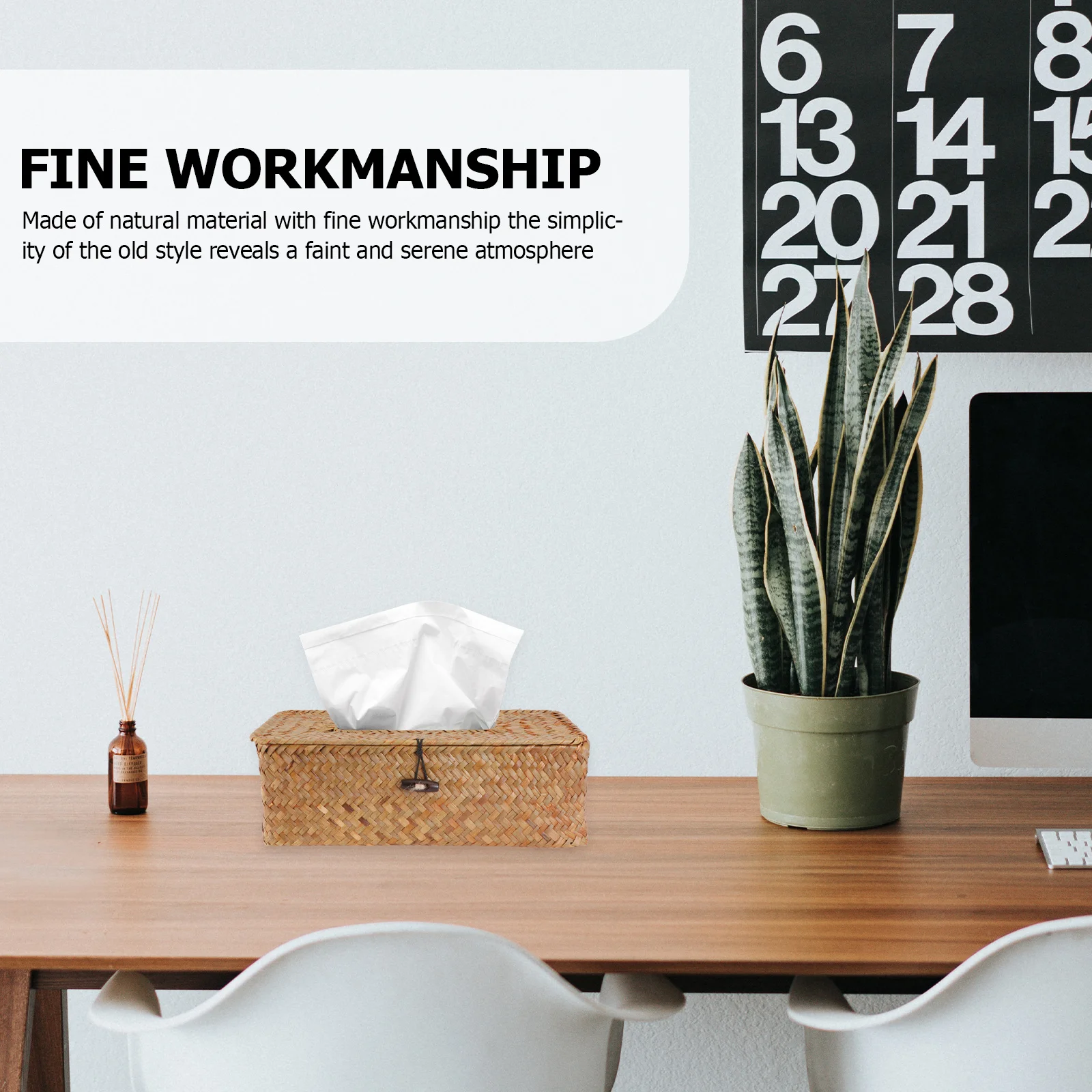 

2Pcs Hand-Woven Seaweed Tissue Box Natural Napkin Holder Paper Organizer for Bathroom Car Office Retro Style 27x12x9cm Yellow