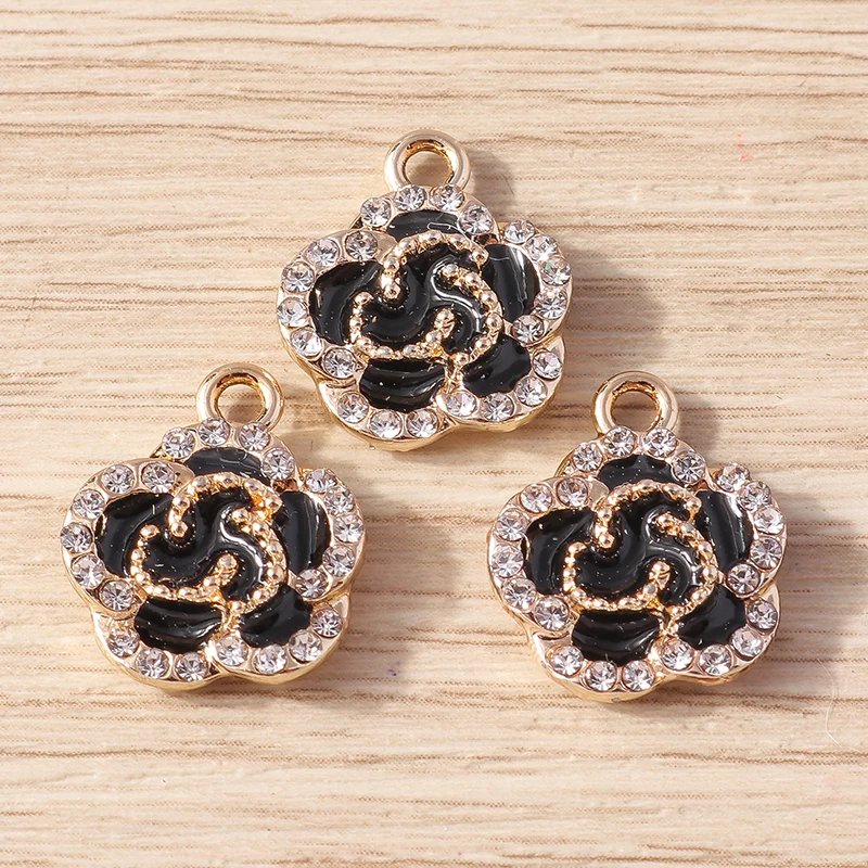 10 Stück 14x17mm Niedliche Kristallblumen-Anhänger für Schmuckherstellung, DIY Tropfenohrringe, Halsketten, Armbänder, Schmuckzubehör – Detail 10