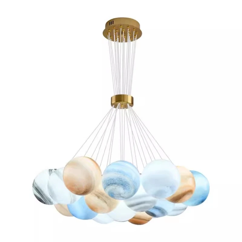 Simple Modern Cream Scandinavian Restaurant Lights Master Bedroom Lights Planet Chandelier