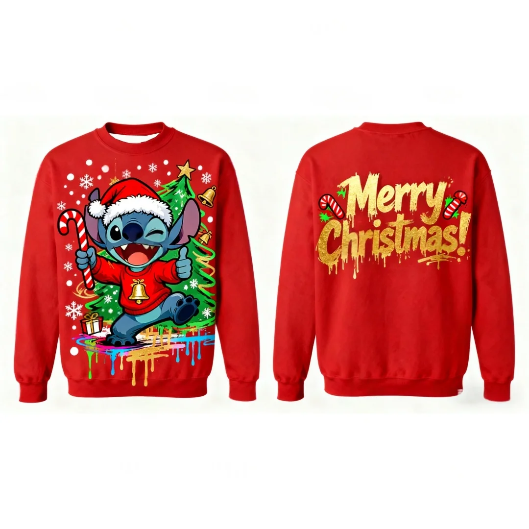 25-26 الخريف والشتاء جديد غرزة القبيح عيد الميلاد سترة أزياء الرجال والنساء البلوز الكرتون أنيمي زوجين سترة جولة الرقبة #1