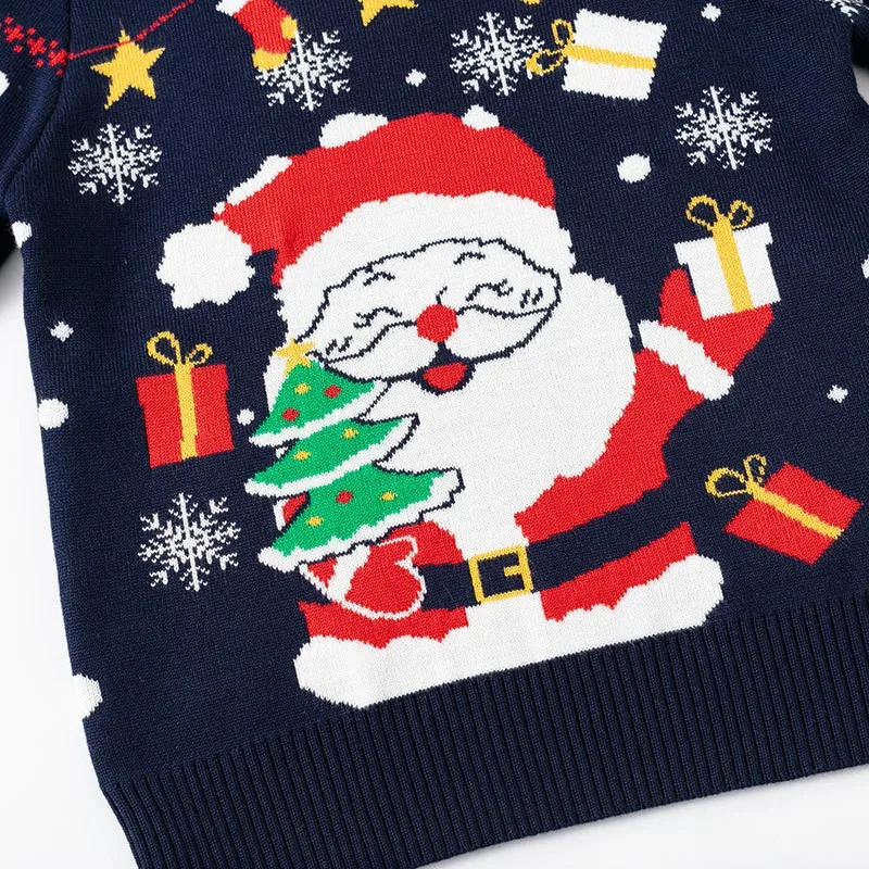الكرتون سانتا كلوز الاطفال تريكو سترة الشتاء البلوز الأطفال طفل الفتيات الفتيان سترة ملابس للحفلات السنة الجديدة هدية الكريسماس