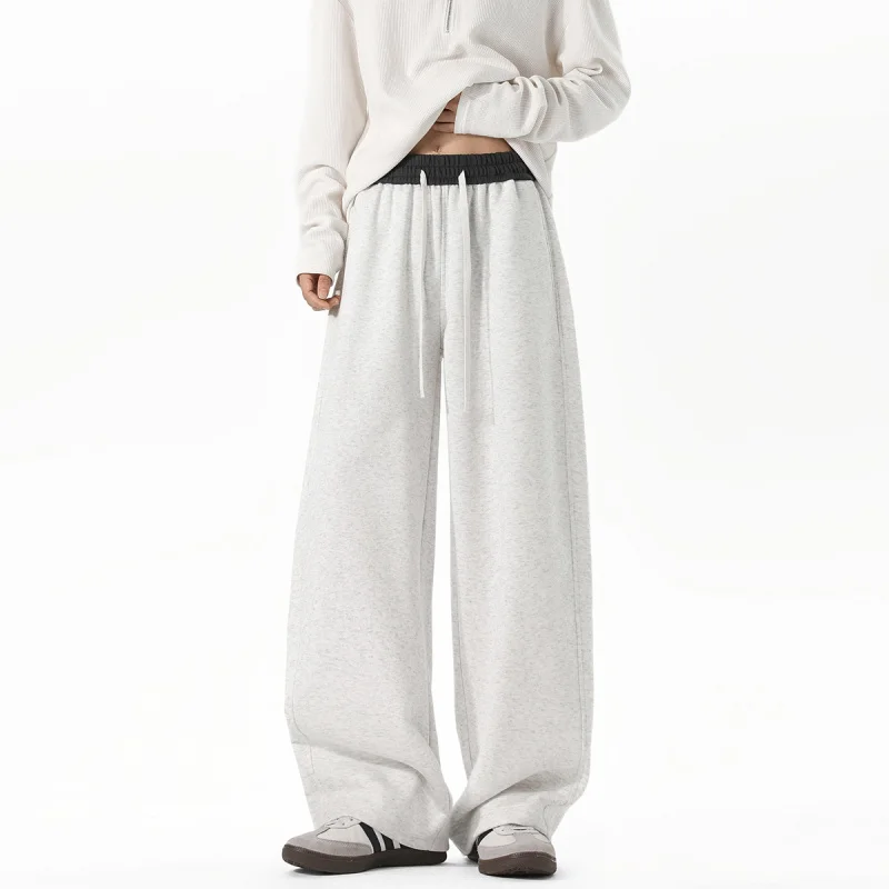

【Mirrordust】25Autumn and Winter New American Style Sweatpants Color Block Cotton Loose Casual Pants