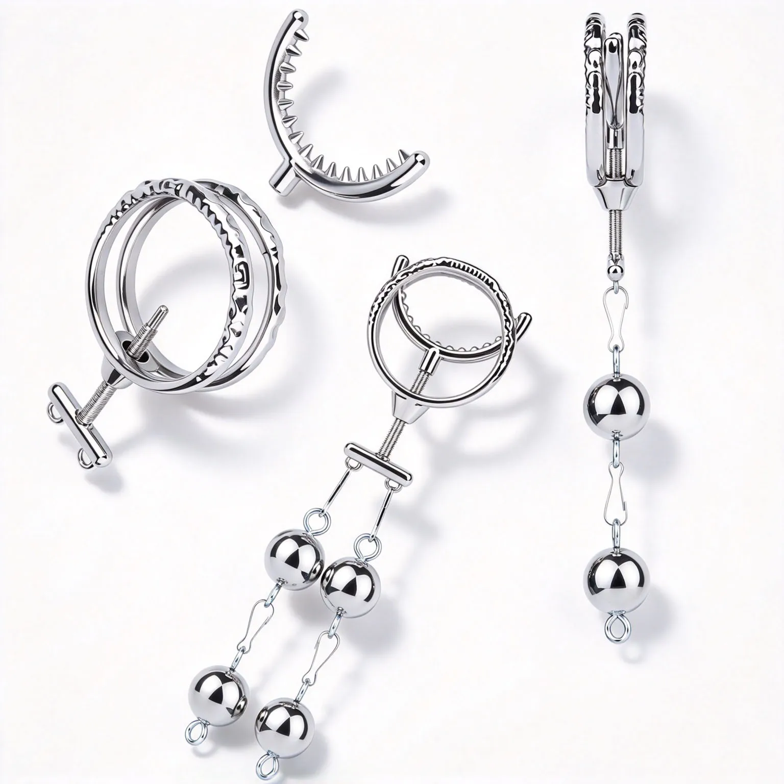 LICKER Stainless Steel Penis Rings With Carbon Steel Load-bearing Ball Penile Bondage Stimulator Cock Exercise Men Dick Pleasure