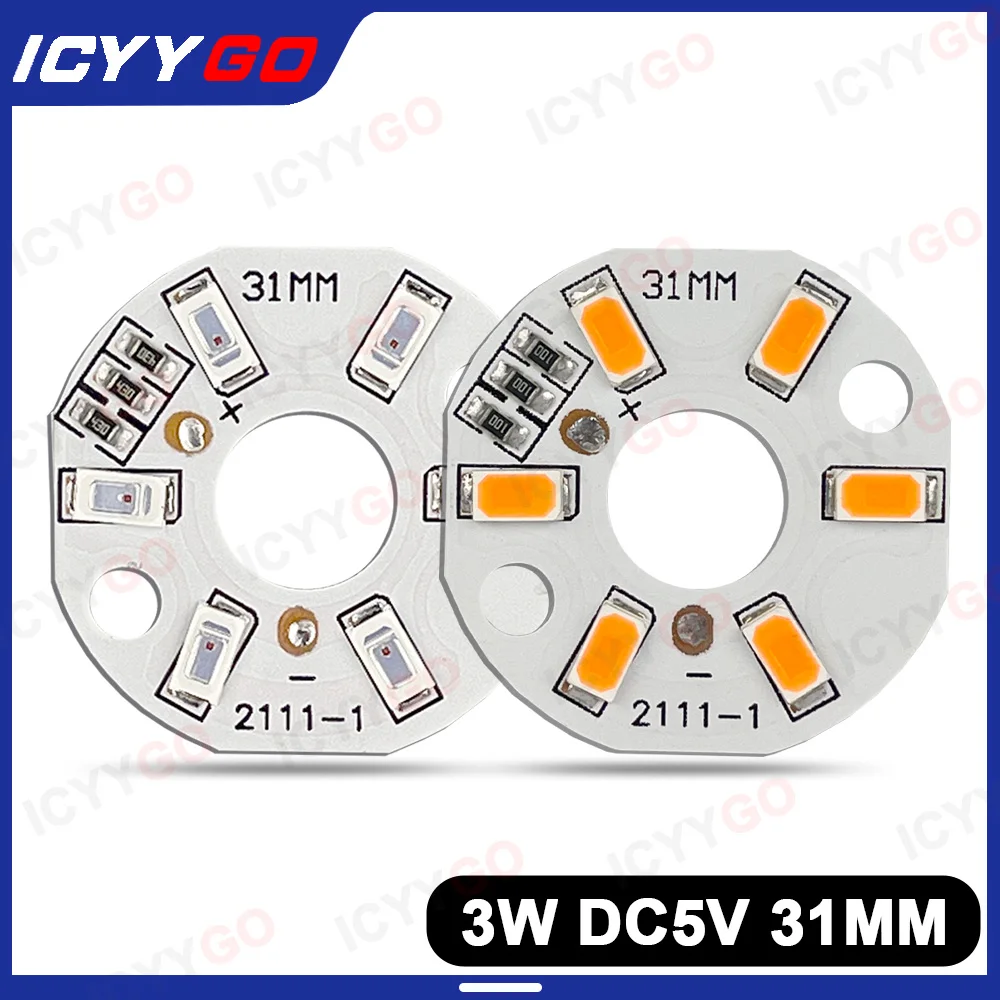 3W 5V Color LED Chip SMD 5730 PCB Light Board Bulb Round Green Blue Red Purple White Lamp Welding Power Cord   LED Light Board