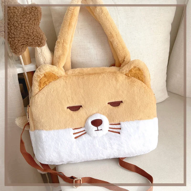 Lolita Girl Women Lovely Plush Big Face Handbag Shown Itabag Kawaii Backpack Animal Fox Cosplay Messenger Transparent Gifts Bag