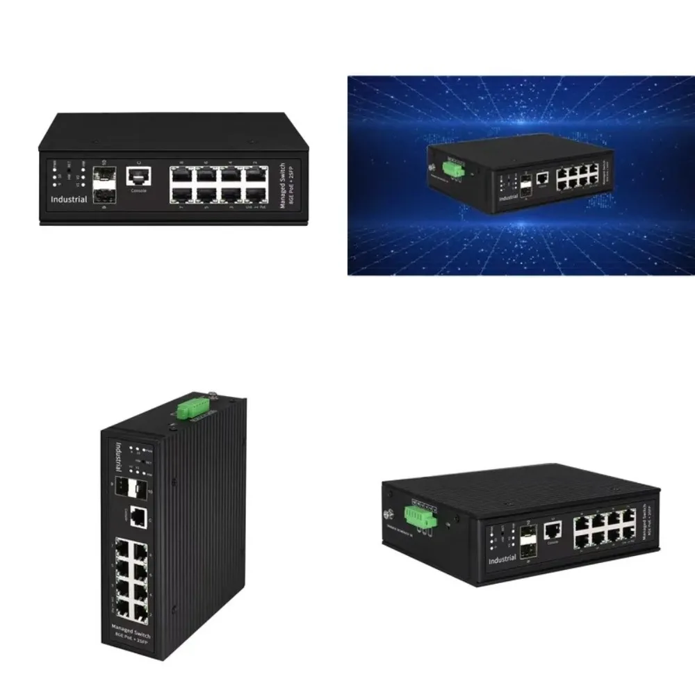 8GE + 2SFP metal industrial managed Ethernet POE switch with L2 management function, 20Gbps bandwidth, 10/100/1000Mbps