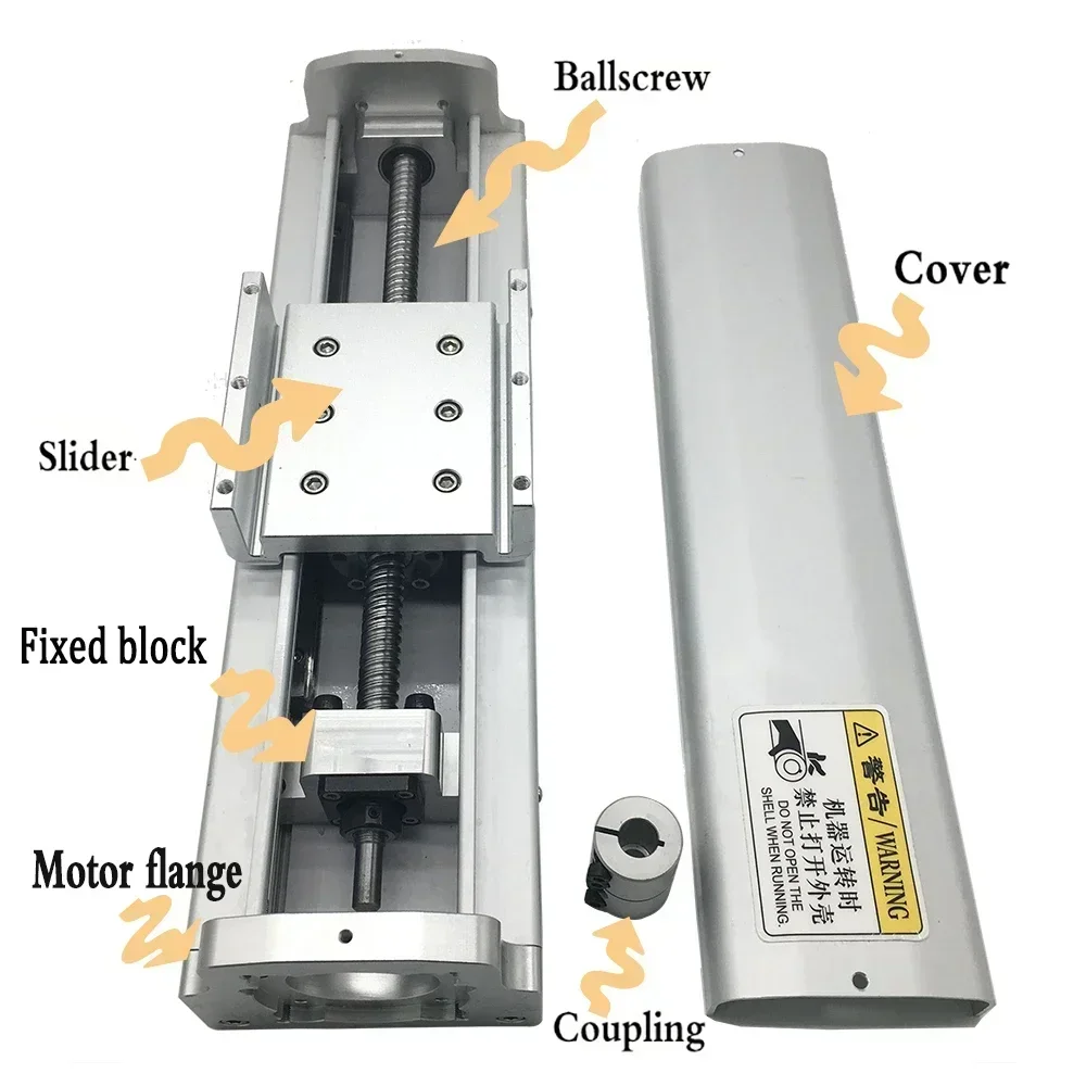 120mm/4.7inch Width Fully Enclosed Module  Aluminum SlidingTable SFU1605/1610 Linear Rail Guide 2xHGH15CA Slider High Load 100kg