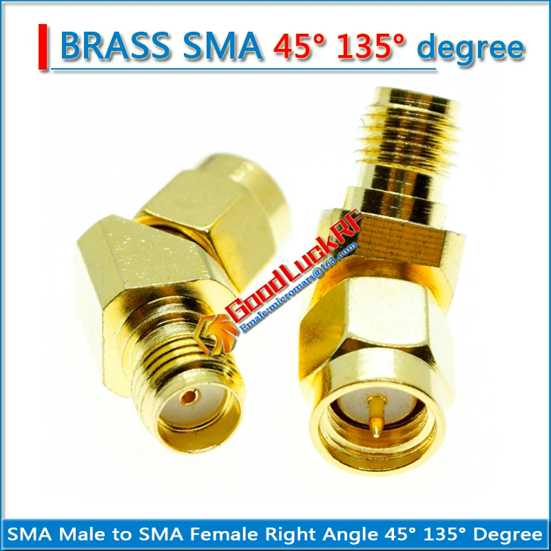 1X Pcs SMA Male to SMA Female 45° 135° Degree Oblique Angle Type L SMA To SMA Gold Brass Coaxial RF Connector Adapters Cable