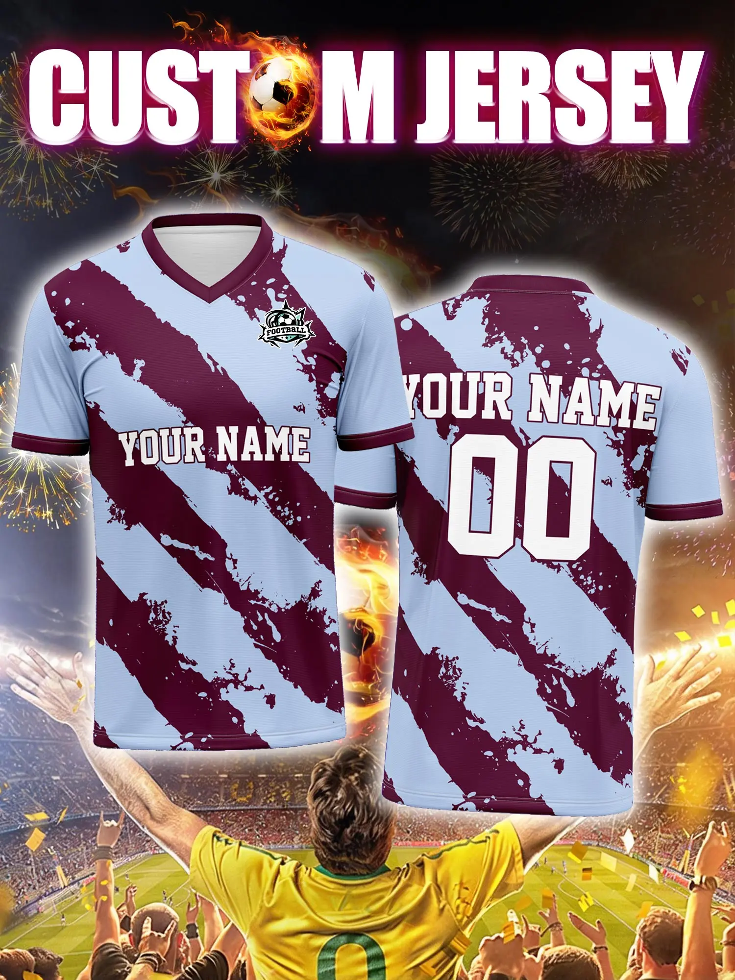 

Спортивная футболка с V-образным вырезом для взрослых и детей, с индивидуальным именем и номером, быстросохнущая, модная, с сублимационной печатью, 2026