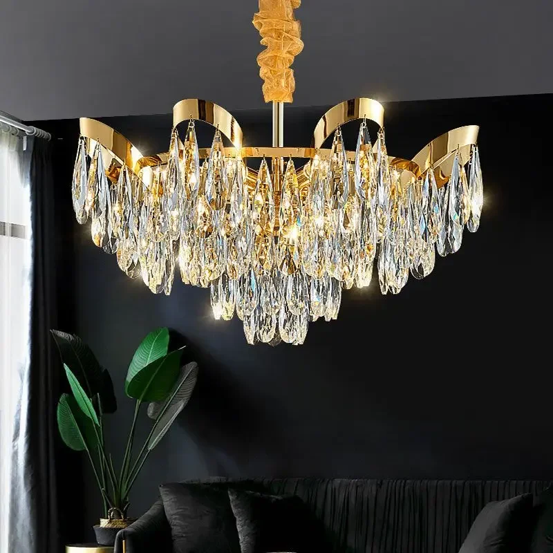 Modern LED Sunflower Crystal Ceiling Chandeliers Bionic Luxury Pandent Light Atmosphere High-end Living Dining Room Hanging Lamp