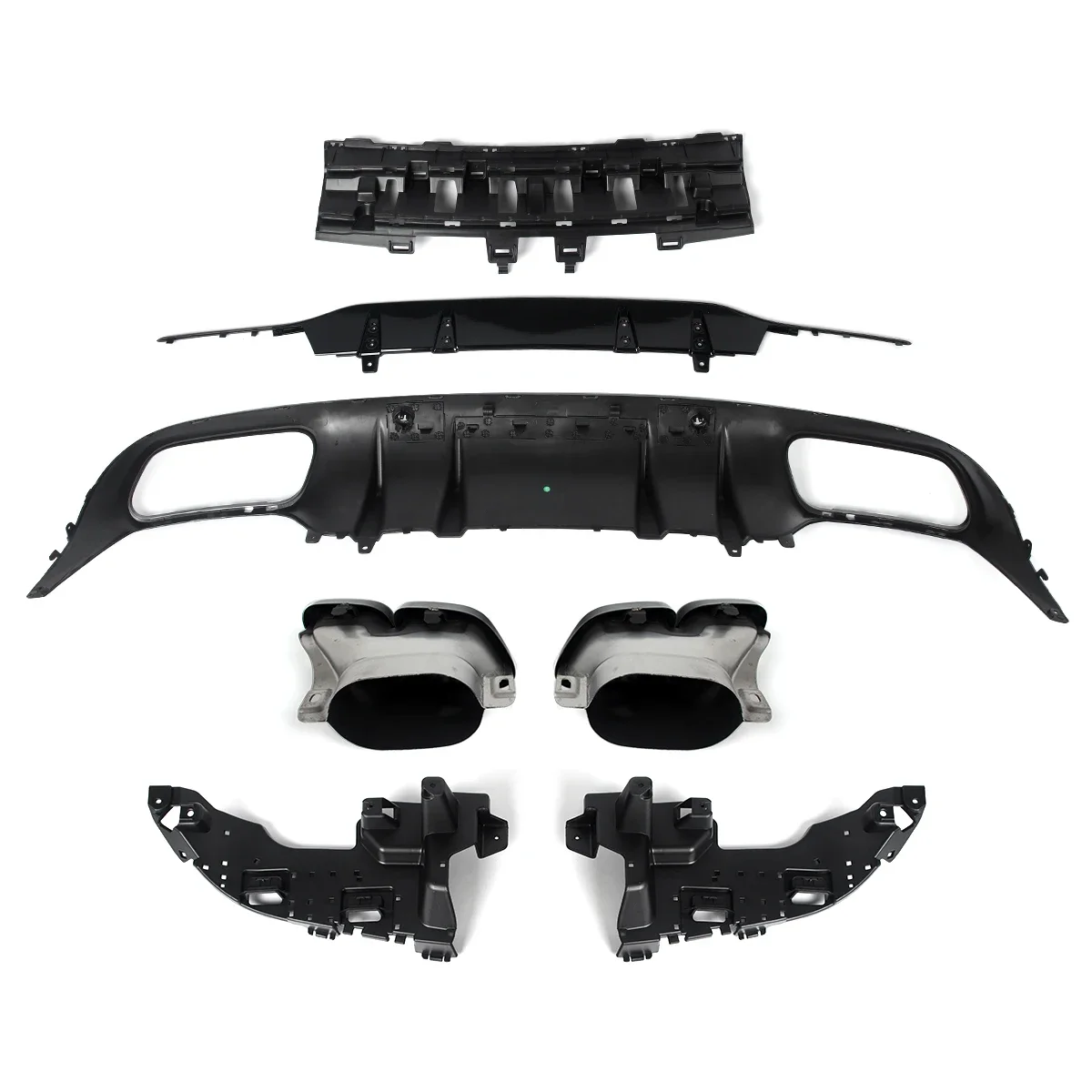 Magickit Rear Diffuser with Exhaust Tips for Mercedes Benz C Class C205 A205 Coupe 2015-2018 C63 Style Rear Bumper Diffuser Lip