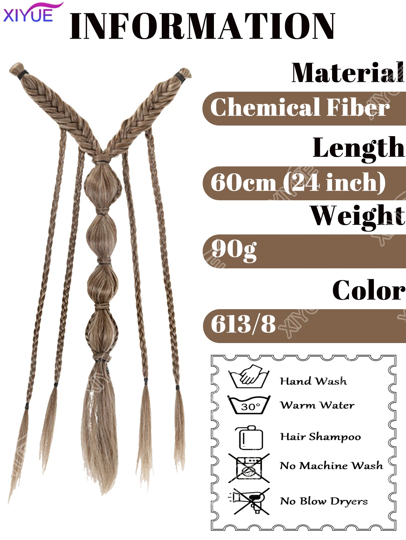 X Bohemia Clip in Hair Extensions 24 Inches Fairy Hair Wig Hairpieces Synthetic Handmade Synthetic Weaving Hair Extensions Girls
