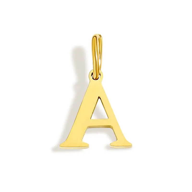 26 Letter Alphabet Initial 10mm Charm Pendant Jewelry Gold Stainless Steel Simple PVD Plated DIY Necklace Bracelet Jewelry