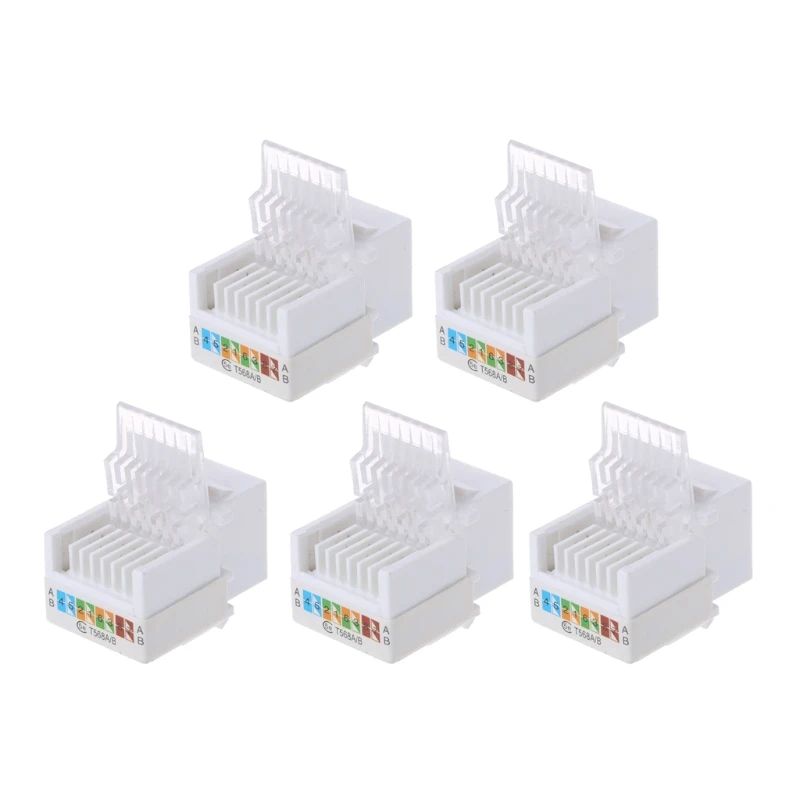RJ45 CAT5e Ethernet Network Connector Keystone Clip Module Wall Plug Tool for AMP 5PCS/Set