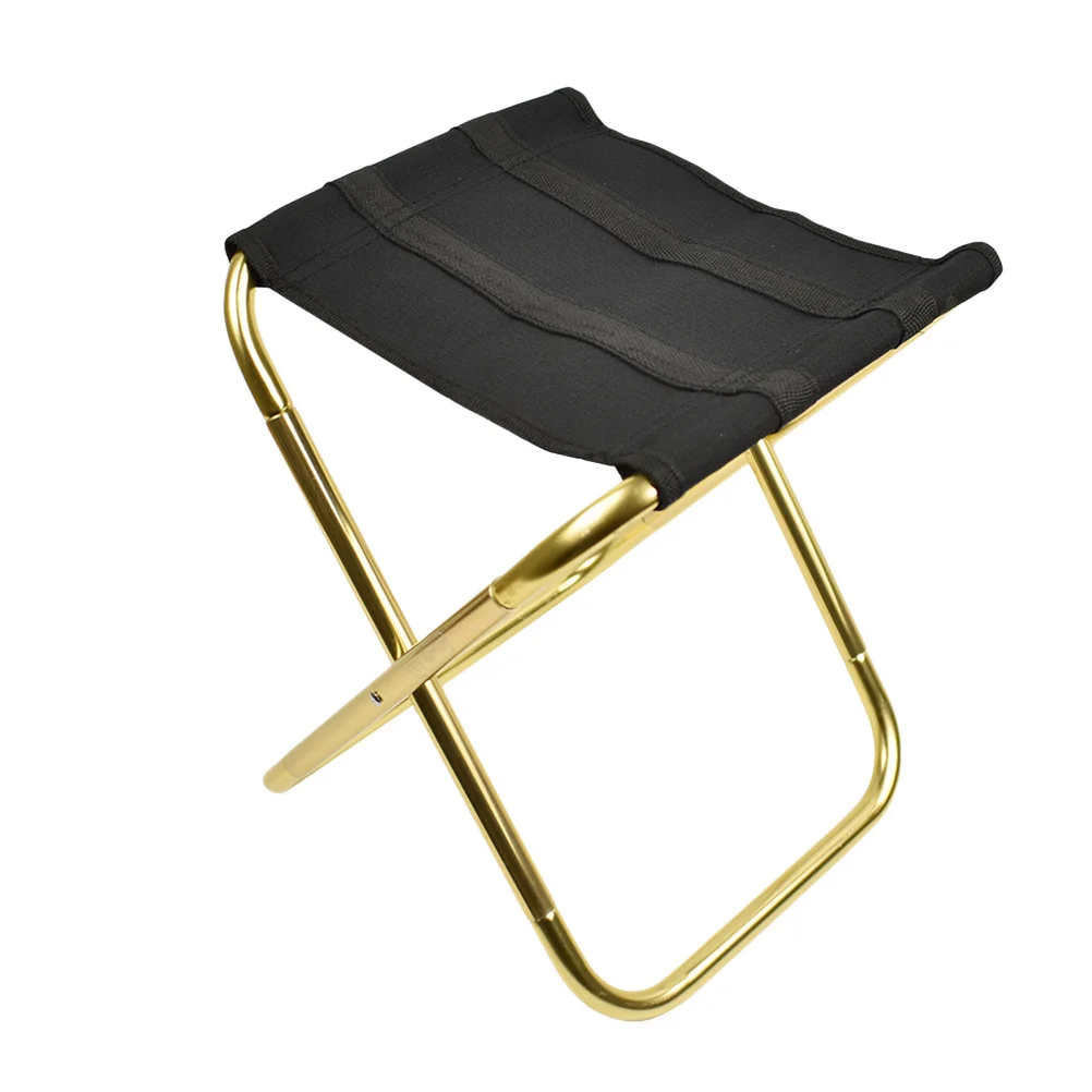 

Portable Lightweight Folding Stool Outdoor Iron Rods Chair Camping Fishing Traveling Beach Bbq Children Painting Black Golden