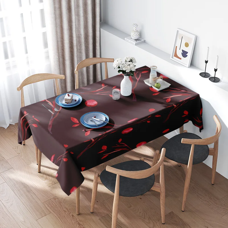 Modern Dining Table Cover with Cherry Blossom Print Polyester Fabric for Home Decoration in Kitchen Dining AliExpress