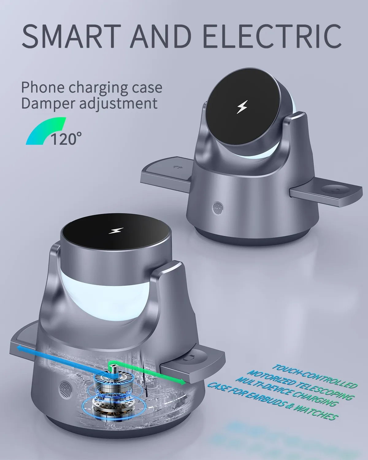 جديد 4 في 1 15 واط شاحن لاسلكي شاحن مغناطيسي وضع الضوء الليلي ساعة الهاتف الخليوي سماعة شاحن مغناطيسي لاسلكي #2