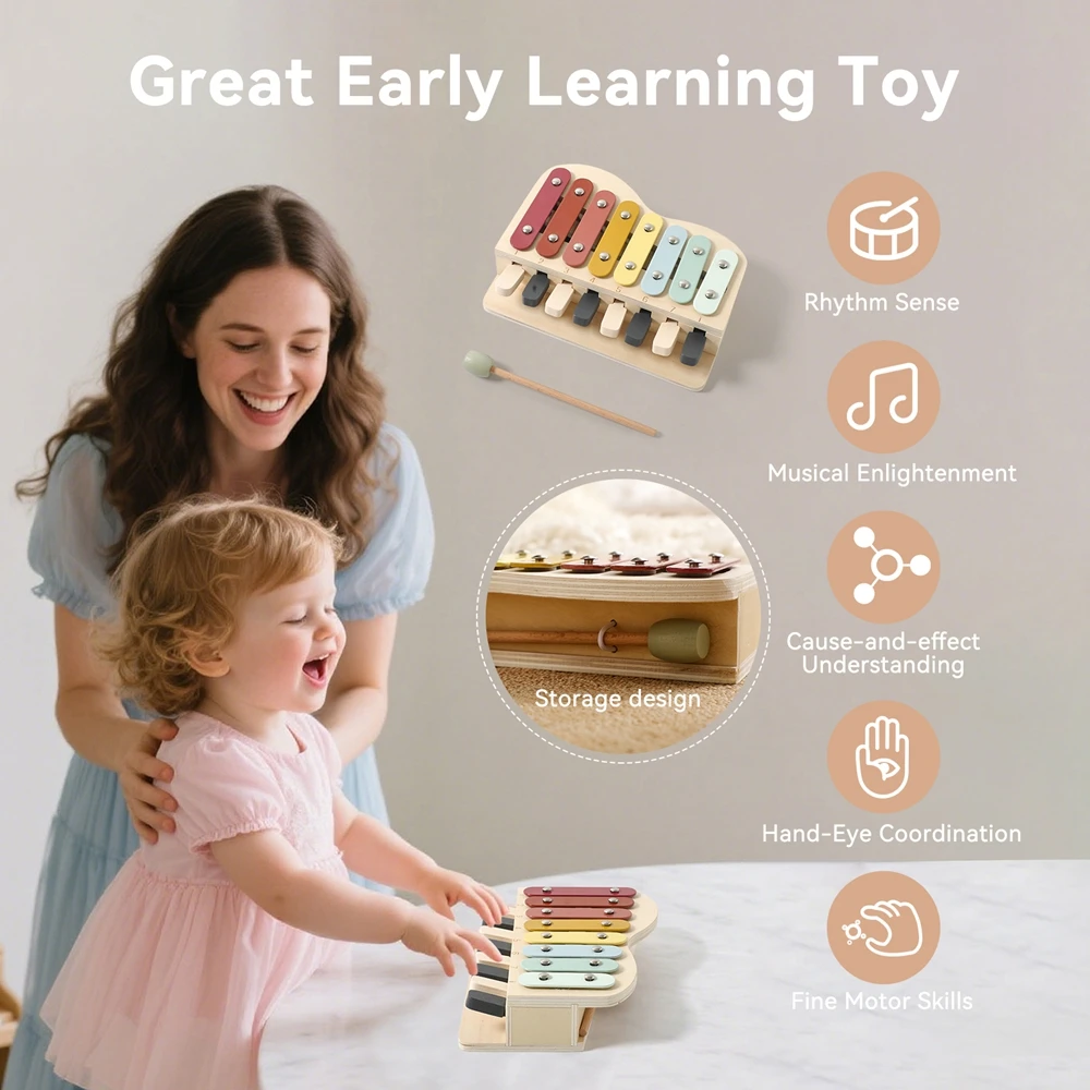 Wooden Musical Instruments Strike The Xylophone Wooden Piano Early Music Enlightenment Toys For Babies Newborn Education Games