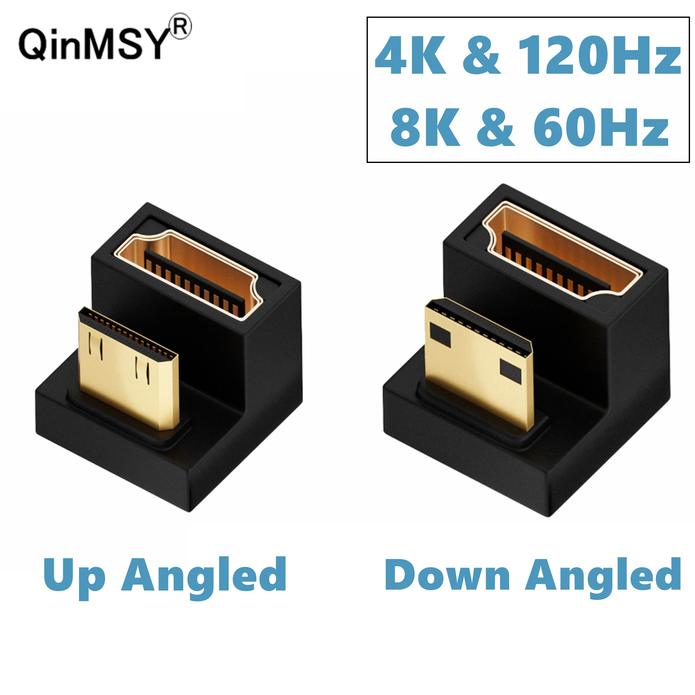 محول L لأعلى ولأسفل بزاوية 360 درجة ذكر عالي الدقة إلى HDMI متوافق مع 2.1 فولت تمديد أنثى 4K 8K 60 هرتز 120 هرتز