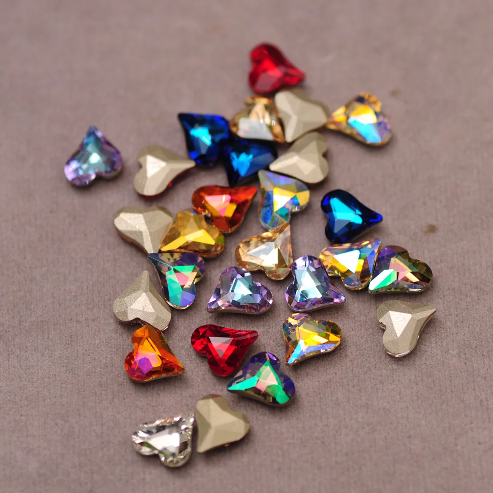 New Arrival Sweet Heart Nail Art Rhinestones Glass Colorful DIY Accessories Crystals Glue On Jewelry Making Diamond Stones