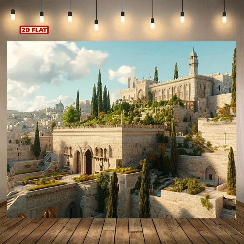 Vintage Jerusalem Old City Tapestry Wall Hanging Luxury Islamic Architecture Art Print Holy Land Cityscape Decoration Islamic Ch