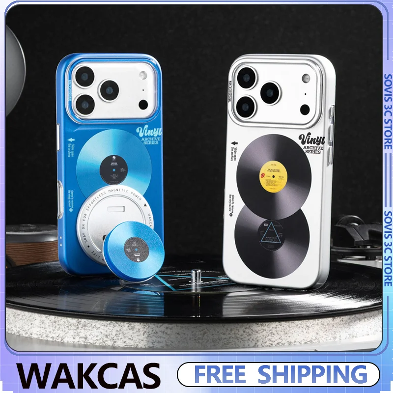 

WAKCAS Frosted Vinyl Record Mobile Phone Case for Iphone15/16/17pro max Cool Magnetic Anti-fall Shell Protective Cover Gift