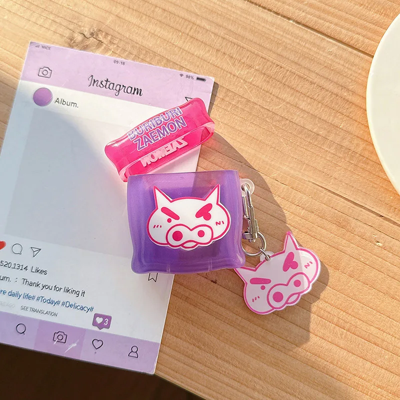 ل AirPods Pro 2nd Case Buriburizaemon أنيمي غطاء سيليكون ناعم ل AirPods 4 3 2 فتاة المفاتيح سماعة صندوق شحن قلادة