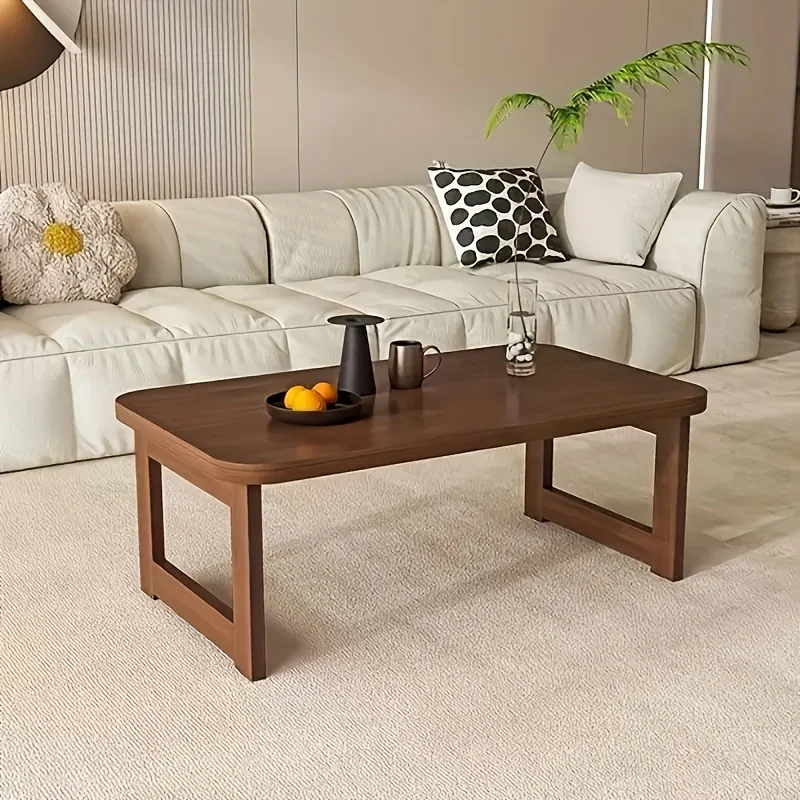 Mesa Auxiliar Plegable Portátil con Tablero de Bambú y Marco de Madera, Minimalista, Ahorra Espacio, Mesa de Centro Multifuncional para Interiores