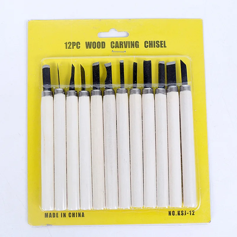 

Professional Carving Knifes Sets Wood Handle Mini Chisels Kit Woodworking Engraving Handy Cutting Burin Tool