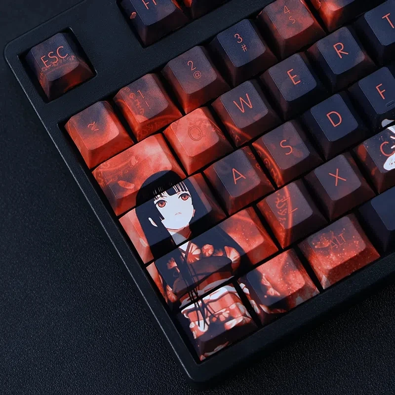 Enma Ai 108 Keycap Hell Girl Jigoku Shoujo PBT DYE Sub Cherry Profile MX Cross Axis Switch Otaku Key Cover Mechanical Keyboard