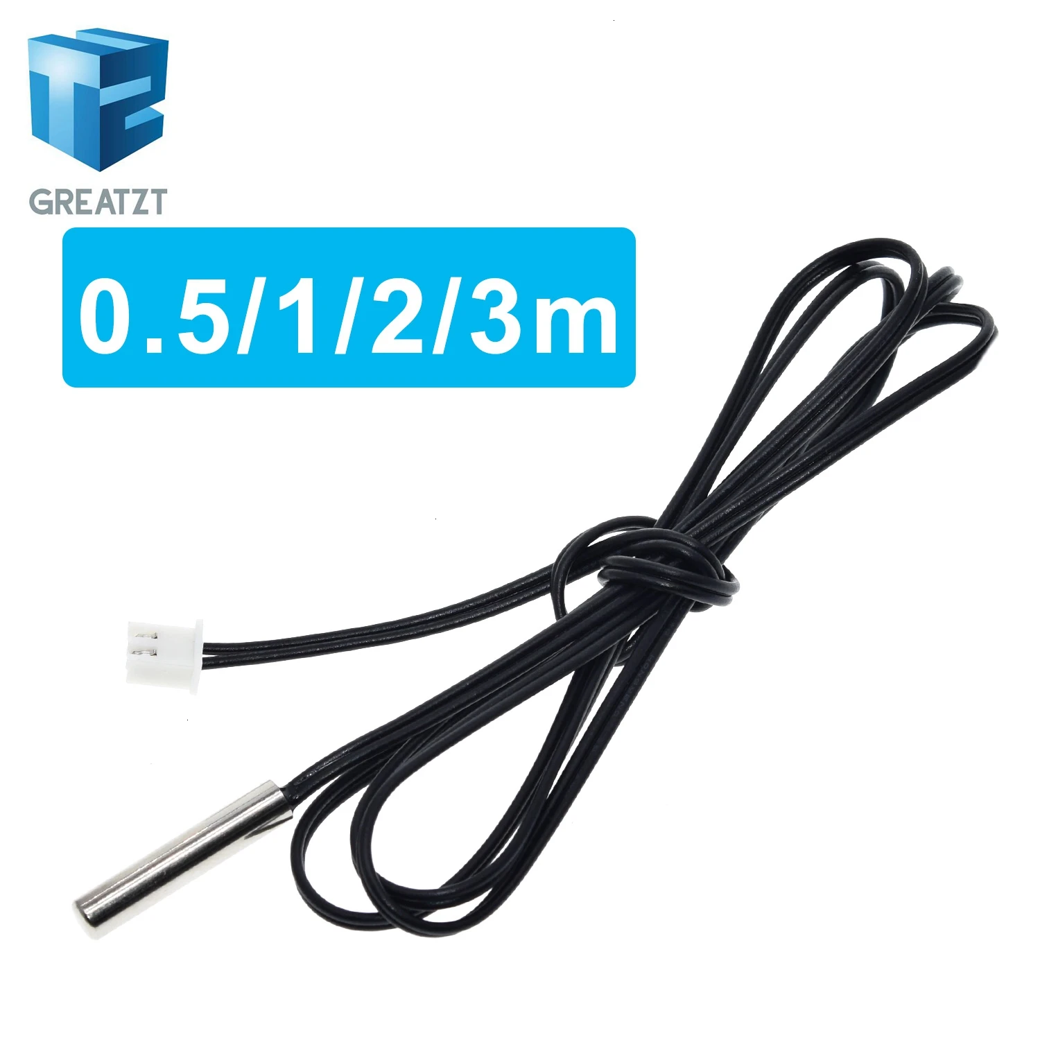 GREATZT 30CM 50CM 100CM 200CM 300CM  NTC Thermistor Temperature Sensor Waterproof Probe Wire 10K 1% 3950 W1209 W1401 cable