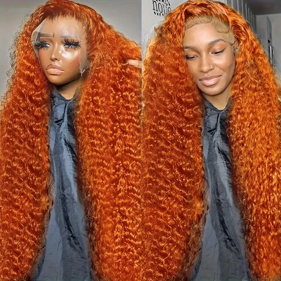 Curly Wigs Lace Frontal Wig 13x6 Ginger Orange 13x4 HD Human Hair 30 36 Inch Deep Wave Brazilian Wigs For Women Lace Front Wig