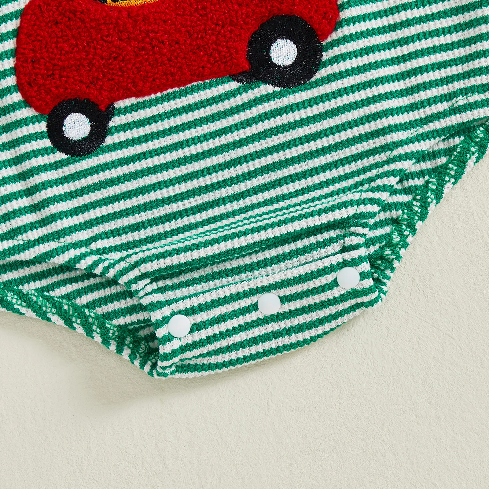 2026 السنة الجديدة الشتاء الطفل مخطط رومبير المألوف عيد الميلاد سانتا شجرة عيد الميلاد التطريز جولة الرقبة طويلة الأكمام بذلة #3