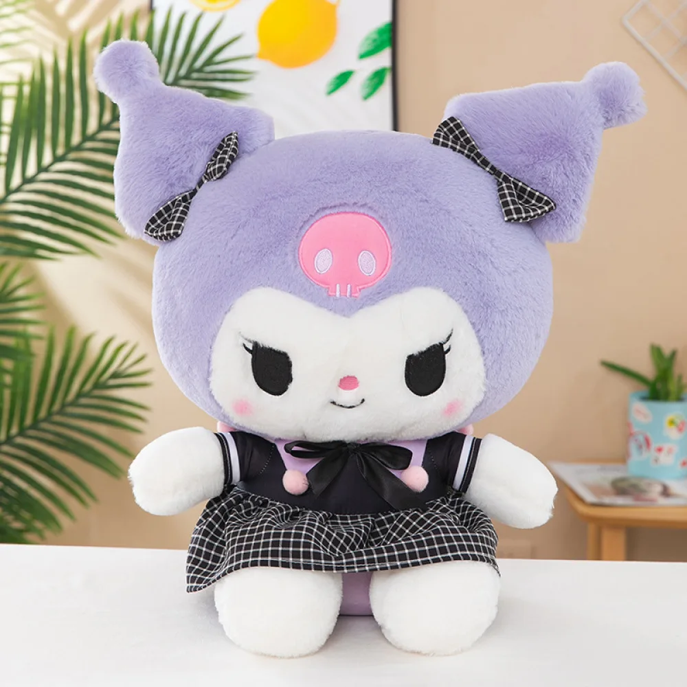 Sanrio Kuromi brinquedo de pelúcia, boneca Melody, travesseiro dos desenhos animados, presente infantil, novo